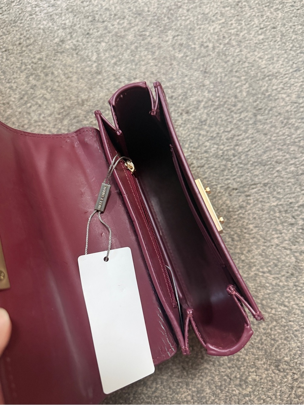 Burgundy Charles & Keith Croc-Effect Boxy Chain Strap Bag - Picture 6 of 8